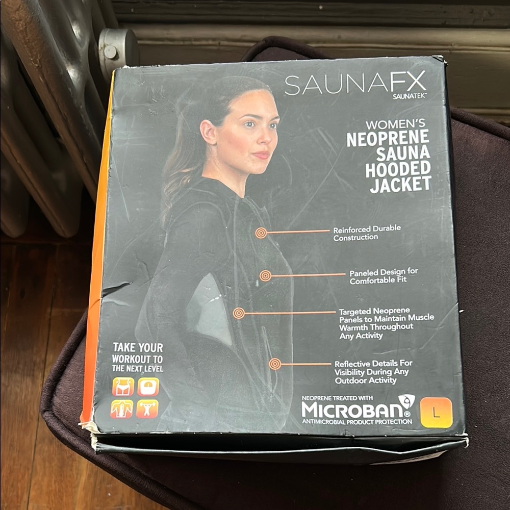 Women's Black Neoprene Sauna Hooded Jacket nib